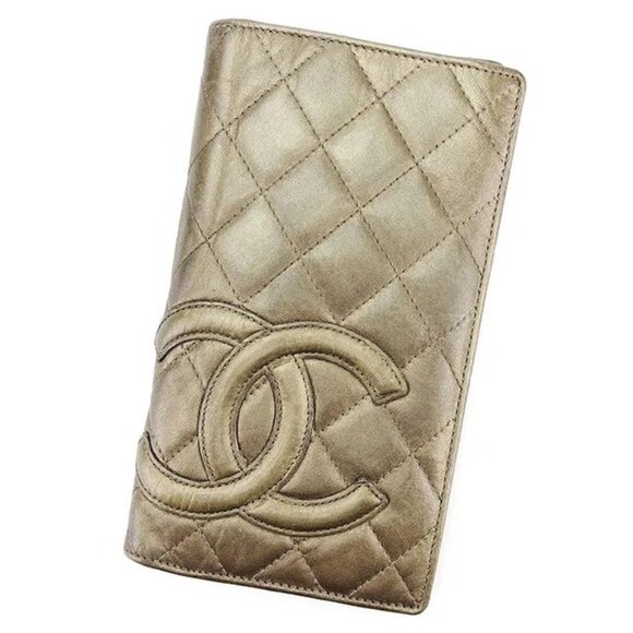 Chanel Wallet Purse Cambon line Bronze Silver Woman Authentic - Picture 1 of 11